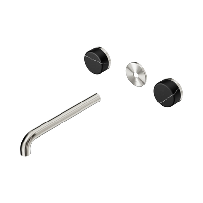 Serenity Wall Basin Set 220mm Spout With Marquina Black Handle Trim Kit Only Brushed Nickel