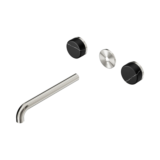 Serenity Wall Basin Set 220mm Spout With Marquina Black Handle Trim Kit Only Brushed Nickel