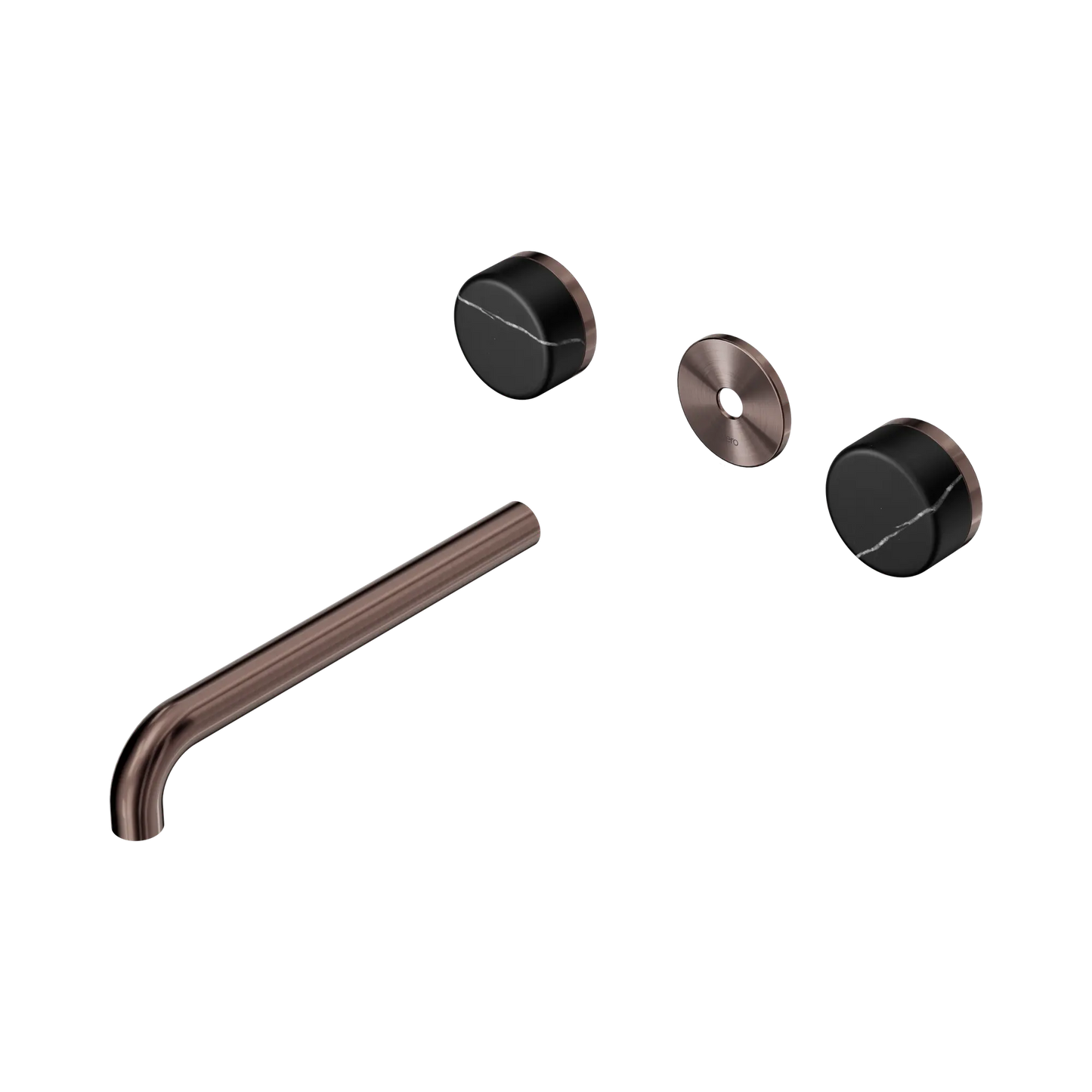 Serenity Wall Basin Set 220mm Spout With Marquina Black Handle Trim Kit Only Brushed Bronze