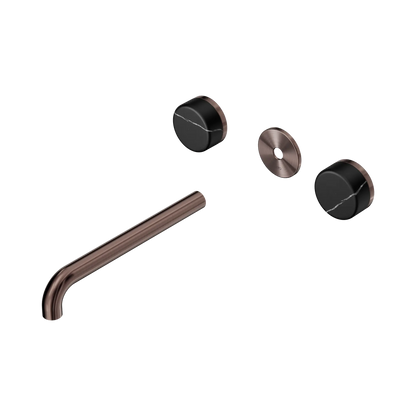 Serenity Wall Basin Set 220mm Spout With Marquina Black Handle Trim Kit Only Brushed Bronze