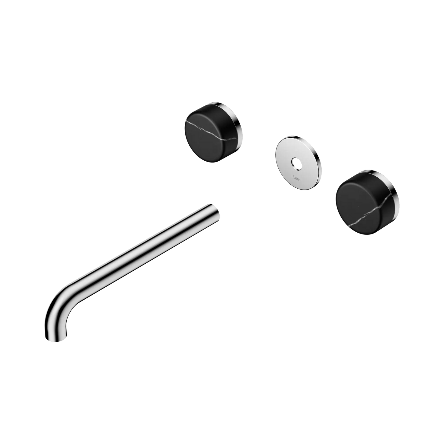 Serenity Wall Basin Set 220mm Spout With Marquina Black Handle Trim Kit Only Chrome
