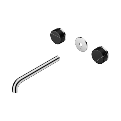 Serenity Wall Basin Set 220mm Spout With Marquina Black Handle Trim Kit Only Chrome