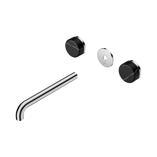 Serenity Wall Basin Set 220mm Spout With Marquina Black Handle Trim Kit Only Chrome