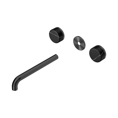 Serenity Wall Basin Set 220mm Spout With Marquina Black Handle Trim Kit Only Gun Metal