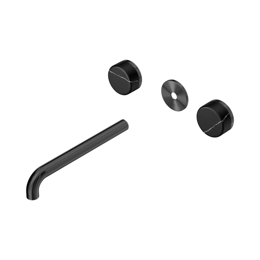 Serenity Wall Basin Set 220mm Spout With Marquina Black Handle Trim Kit Only Gun Metal