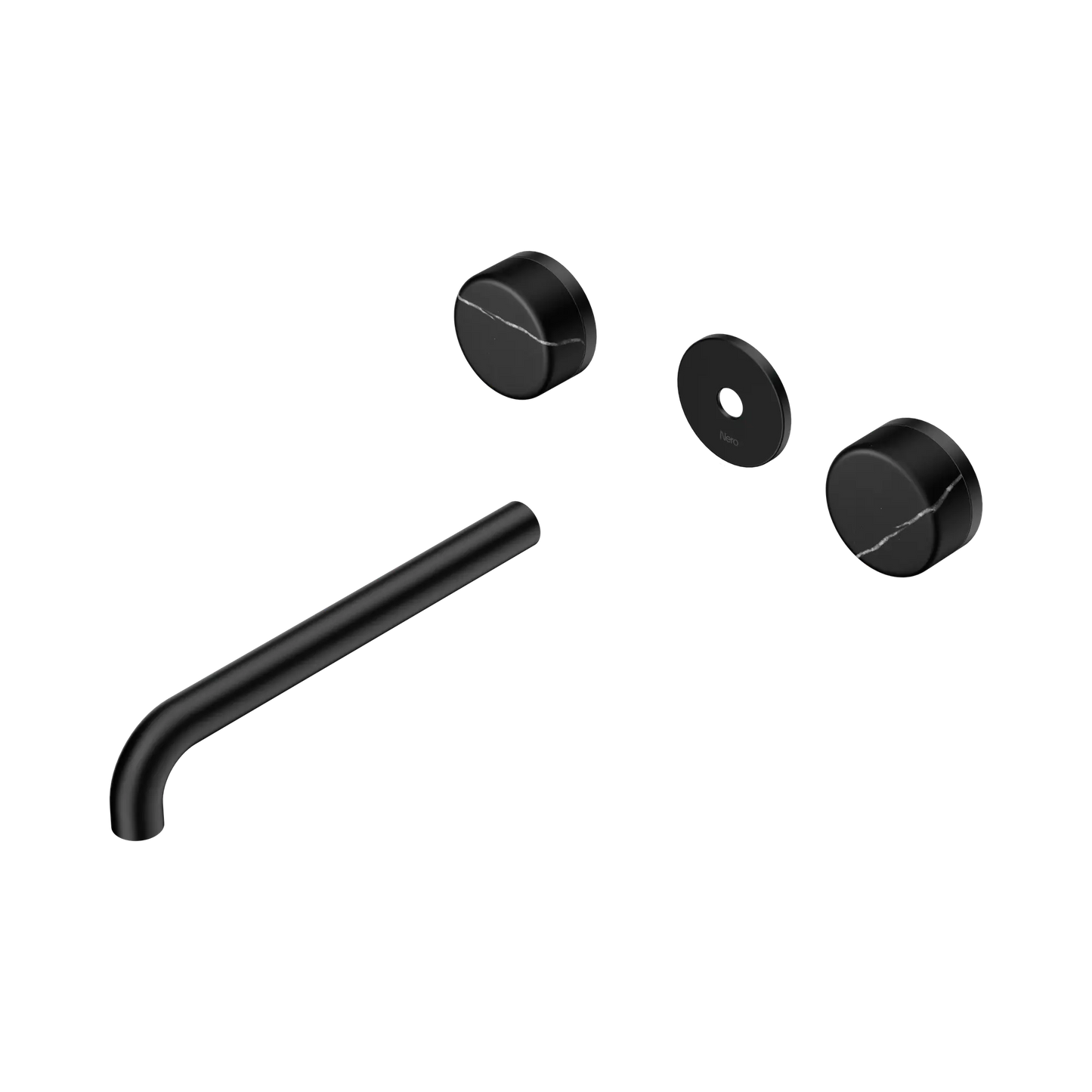 Serenity Wall Basin Set 220mm Spout With Marquina Black Handle Trim Kit Only Matte Black