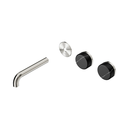 Serenity Wall Basin Set 160mm Offset Spout With Marquina Black Handle Trim Kit Only Brushed Nickel