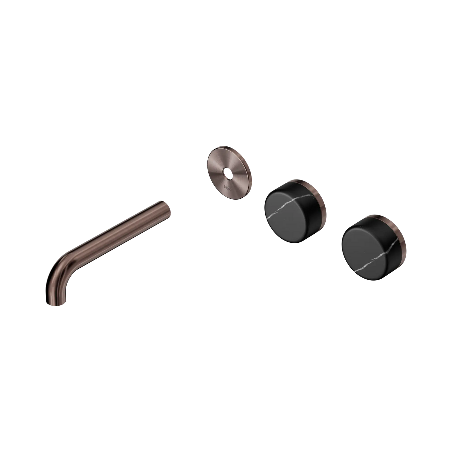 Serenity Wall Basin Set 160mm Offset Spout With Marquina Black Handle Trim Kit Only Brushed Bronze