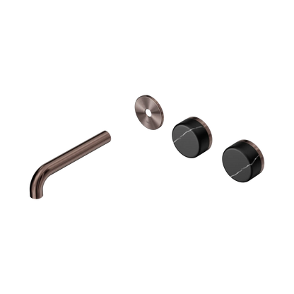Serenity Wall Basin Set 160mm Offset Spout With Marquina Black Handle Trim Kit Only Brushed Bronze