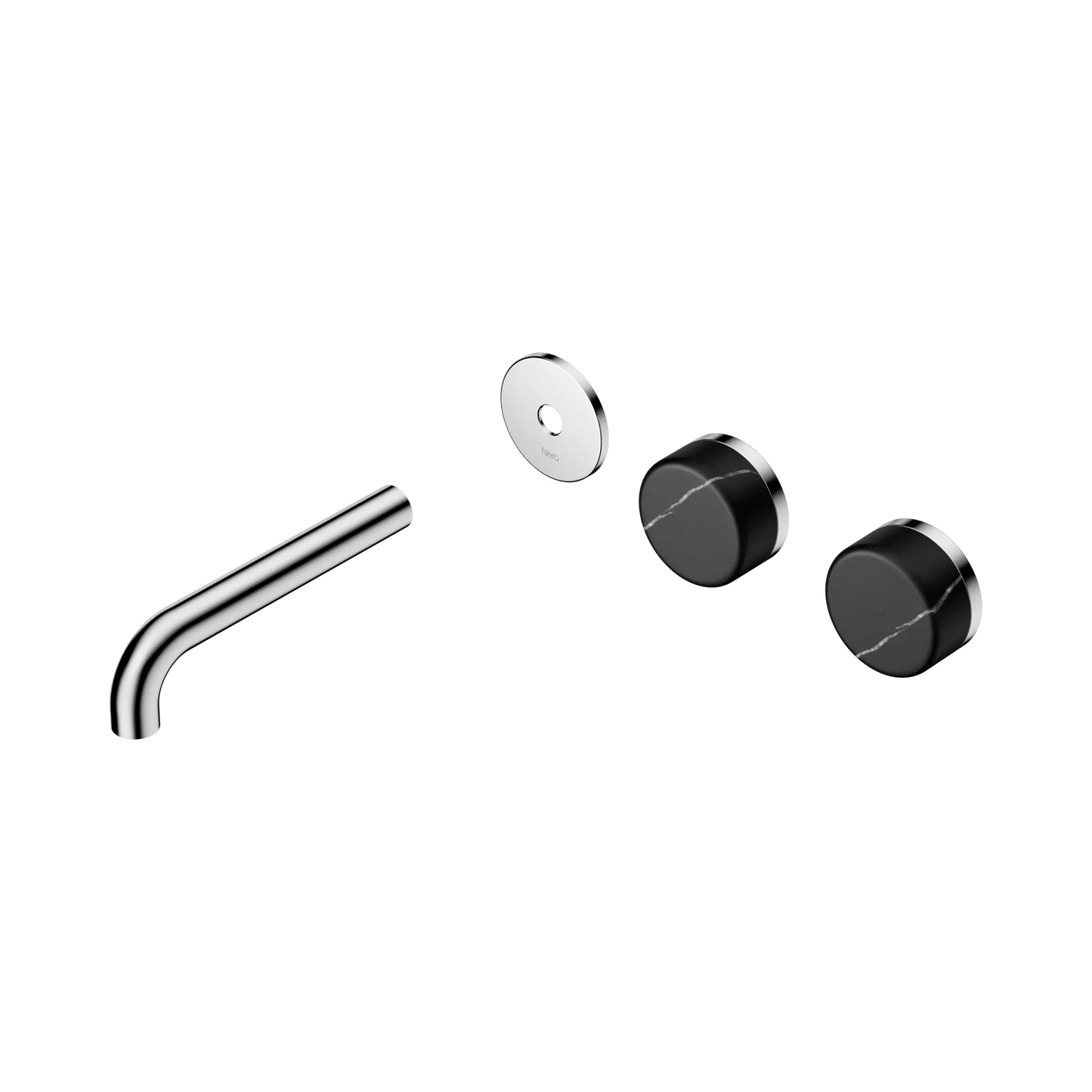 Serenity Wall Basin Set 160mm Offset Spout With Marquina Black Handle Trim Kit Only Chrome