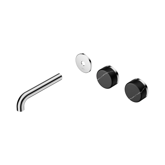 Serenity Wall Basin Set 160mm Offset Spout With Marquina Black Handle Trim Kit Only Chrome