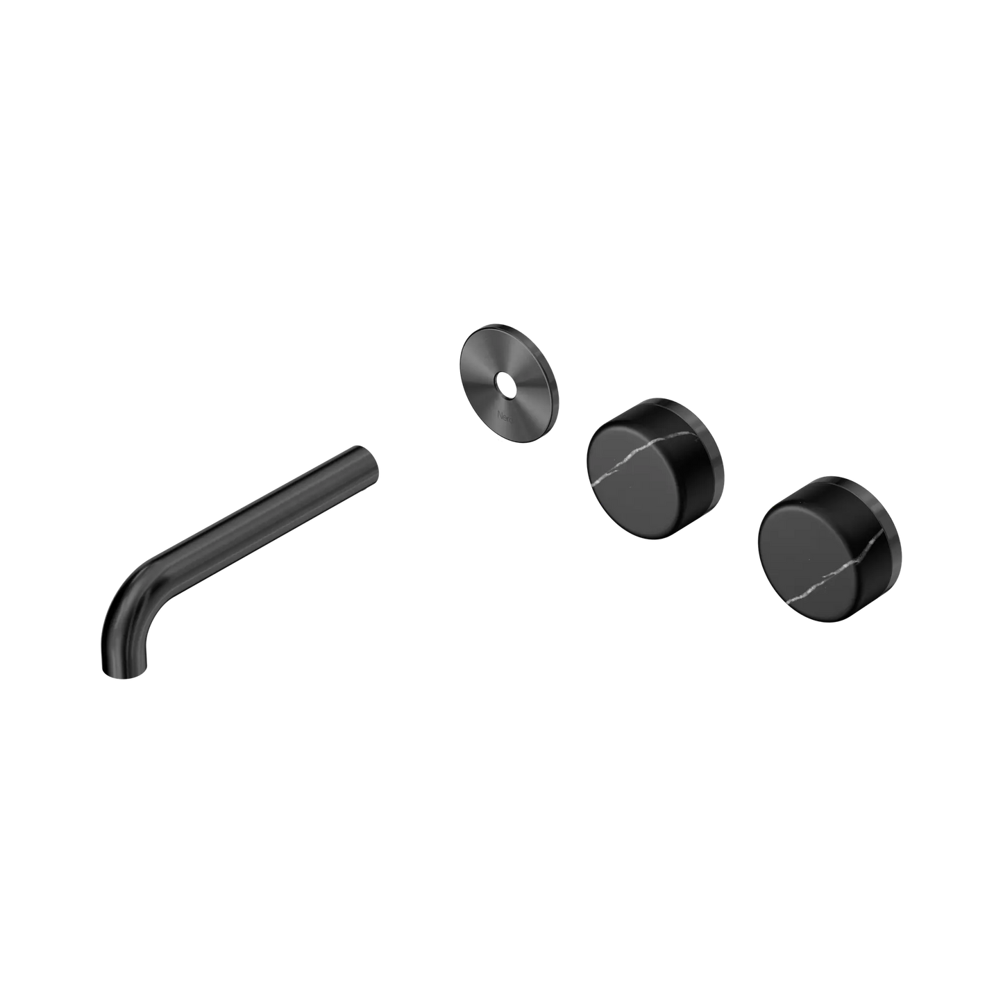 Serenity Wall Basin Set 160mm Offset Spout With Marquina Black Handle Trim Kit Only Gun Metal