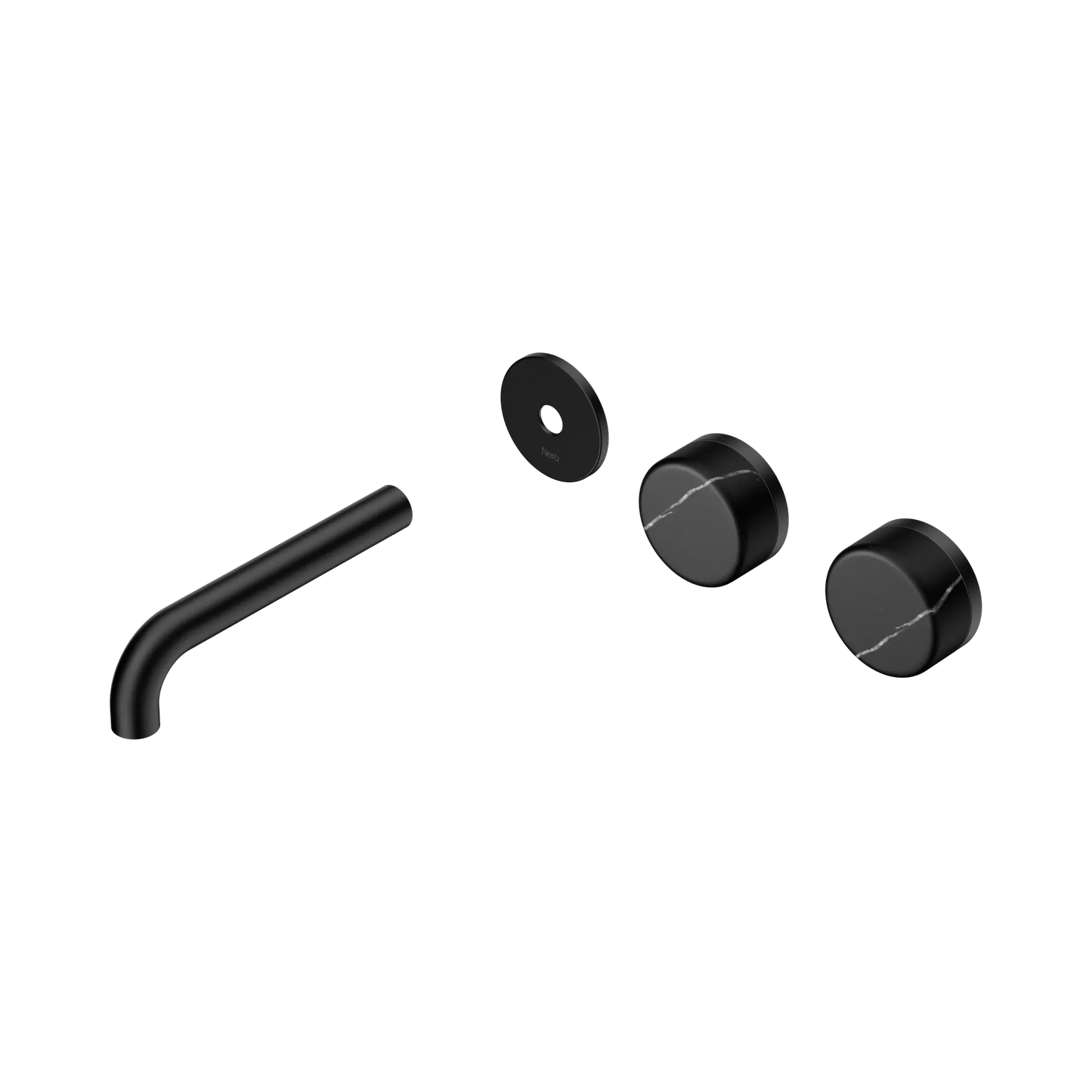 Serenity Wall Basin Set 160mm Offset Spout With Marquina Black Handle Trim Kit Only Matte Black