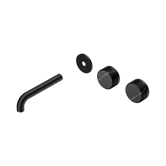 Serenity Wall Basin Set 160mm Offset Spout With Marquina Black Handle Trim Kit Only Matte Black