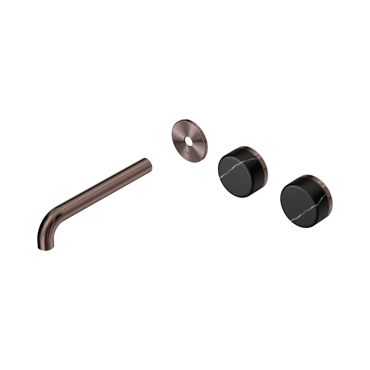 Serenity Wall Basin Set 185mm Offset Spout With Marquina Black Handle Trim Kit Only Brushed Bronze