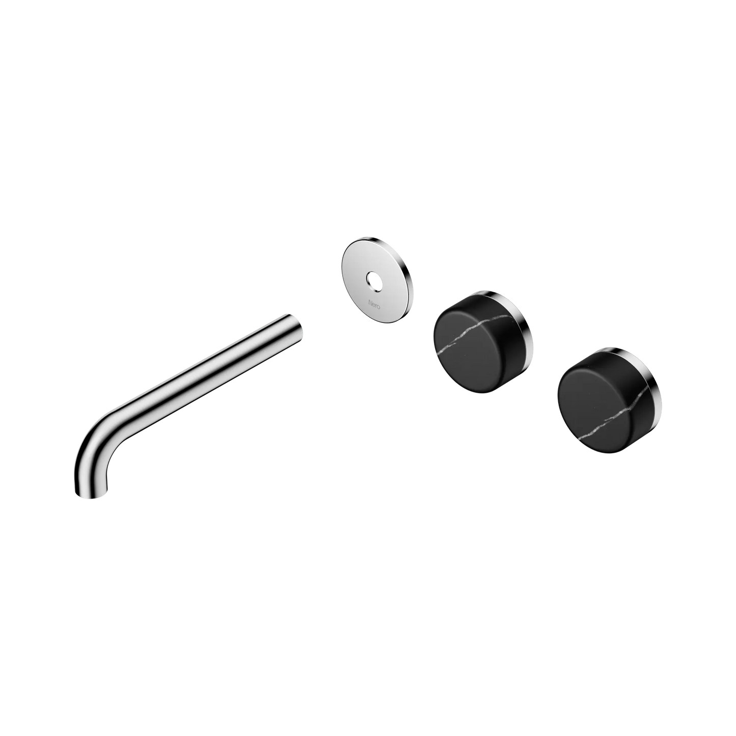 Serenity Wall Basin Set 185mm Offset Spout With Marquina Black Handle Trim Kit Only Chrome