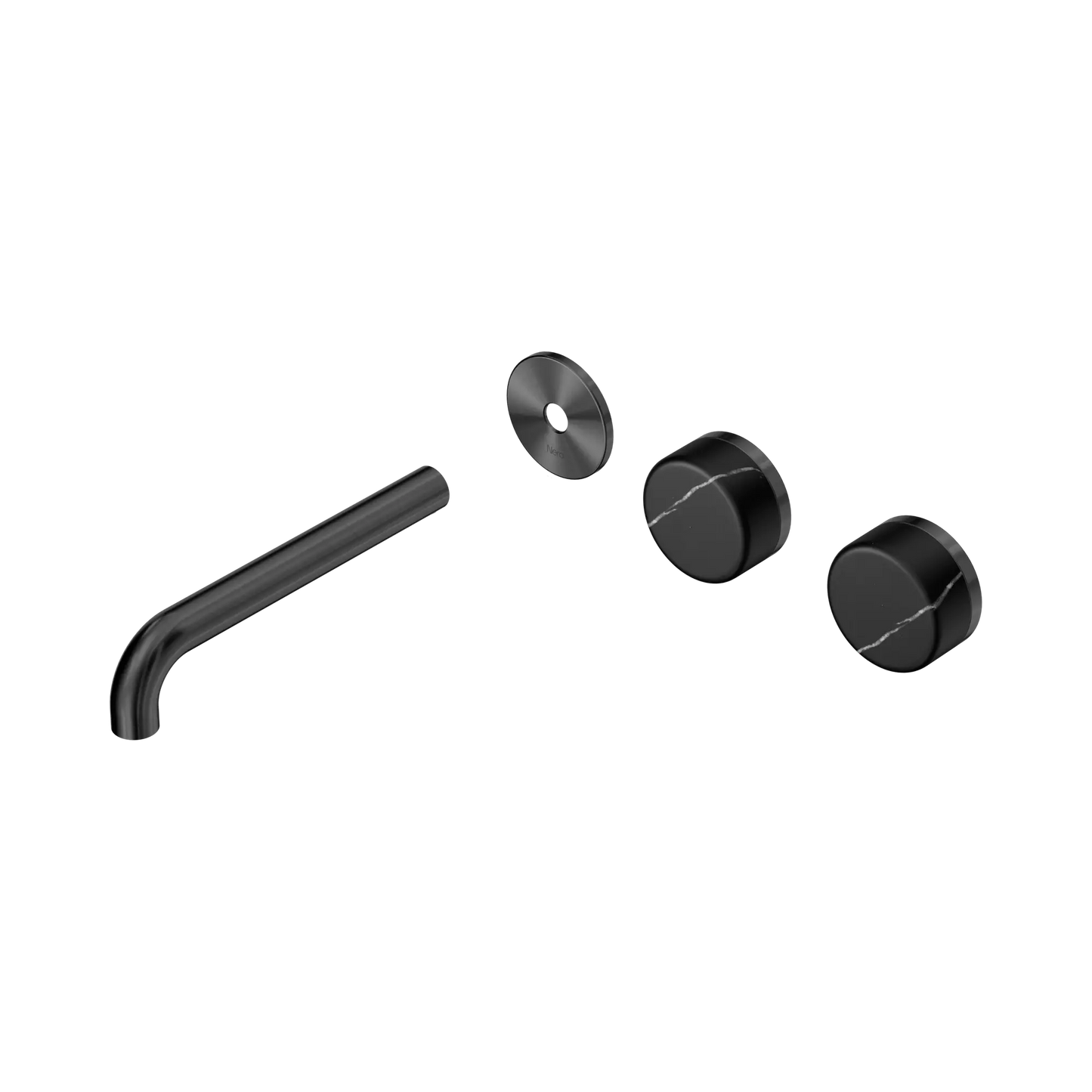 Serenity Wall Basin Set 185mm Offset Spout With Marquina Black Handle Trim Kit Only Gun Metal