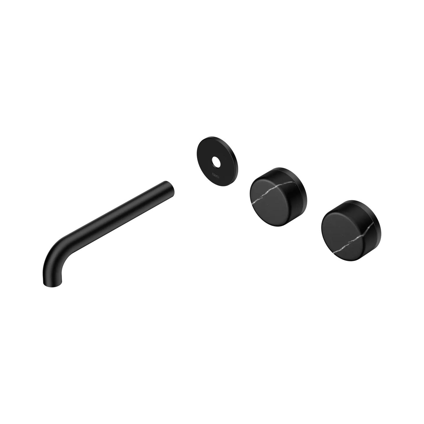 Serenity Wall Basin Set 185mm Offset Spout With Marquina Black Handle Trim Kit Only Matte Black
