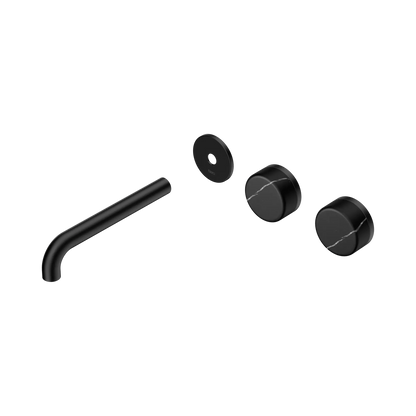Serenity Wall Basin Set 185mm Offset Spout With Marquina Black Handle Trim Kit Only Matte Black