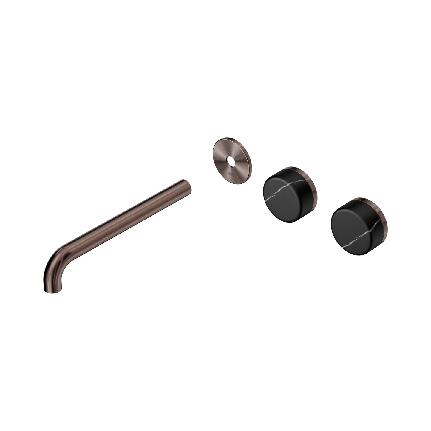 Serenity Wall Basin Set 220mm Offset Spout With Marquina Black Handle Trim Kit Only Brushed Bronze