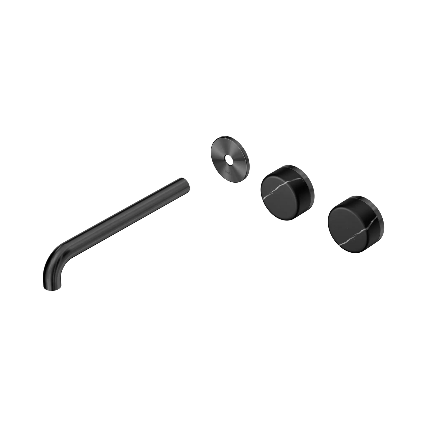 Serenity Wall Basin Set 220mm Offset Spout With Marquina Black Handle Trim Kit Only Gun Metal