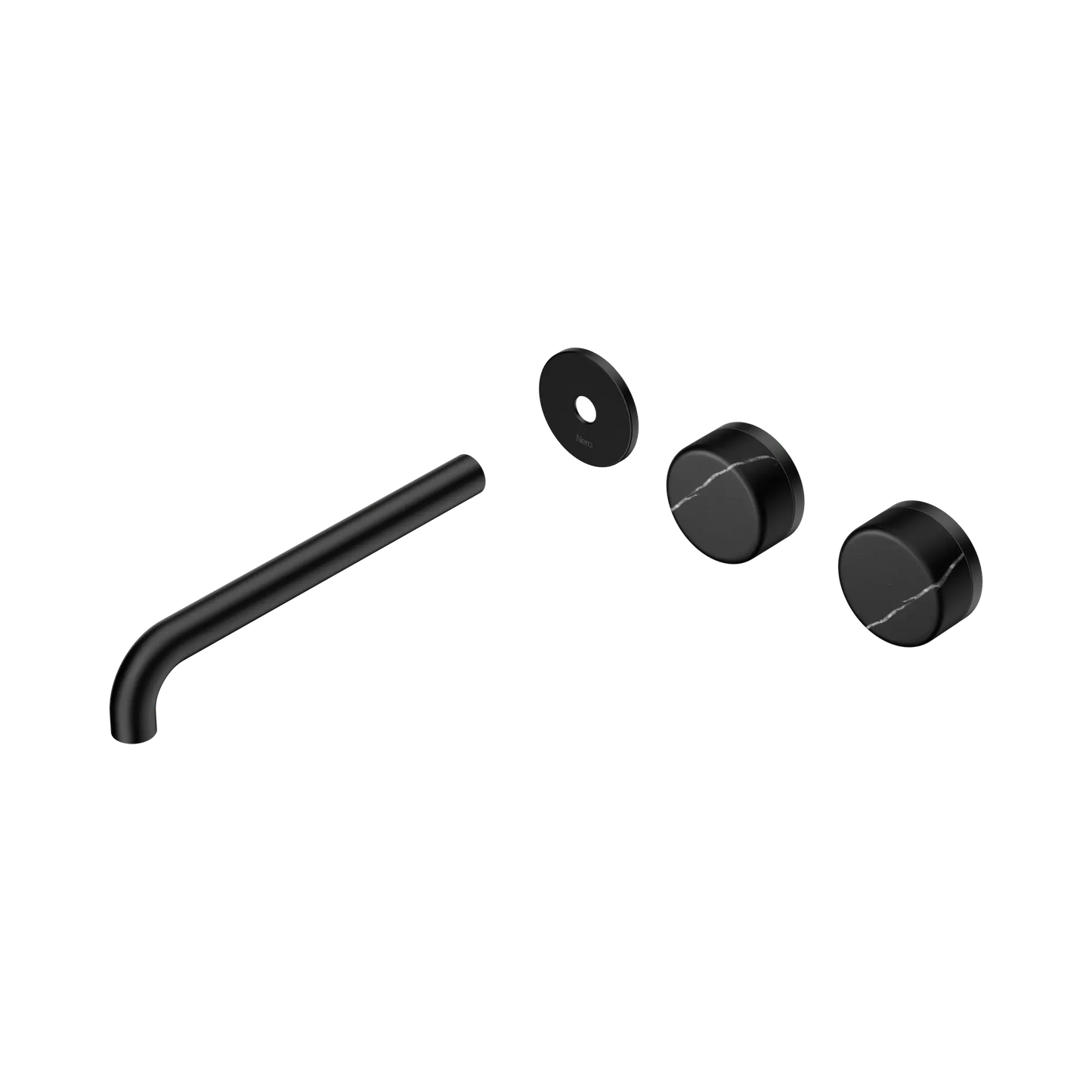 Serenity Wall Basin Set 220mm Offset Spout With Marquina Black Handle Trim Kit Only Matte Black