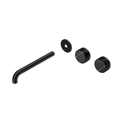 Serenity Wall Basin Set 220mm Offset Spout With Marquina Black Handle Trim Kit Only Matte Black