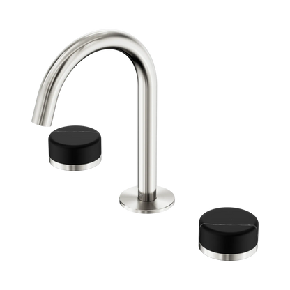 Serenity Basin Set Arc Spout With Marquina Black Handle Brushed Nickel
