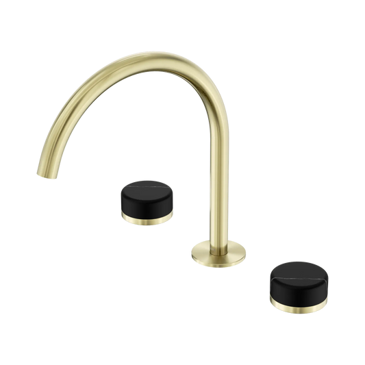 Serenity Bath/Kitchen Set Arc Spout With Marquina Black Handle Brushed Gold