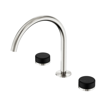 Serenity Bath/Kitchen Set Arc Spout With Marquina Black Handle Brushed Nickel