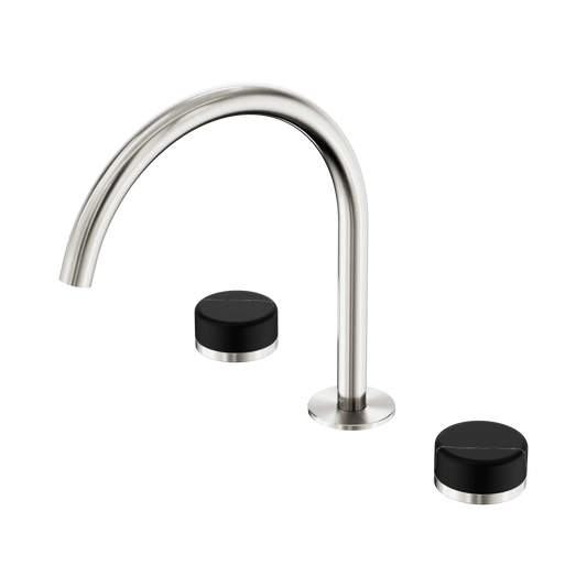 Serenity Bath/Kitchen Set Arc Spout With Marquina Black Handle Brushed Nickel