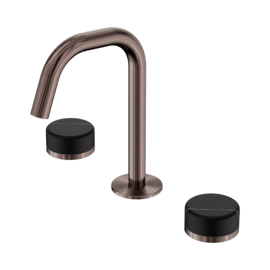 Serenity Basin Set Edge Spout With Marquina Black Handle Brushed Bronze