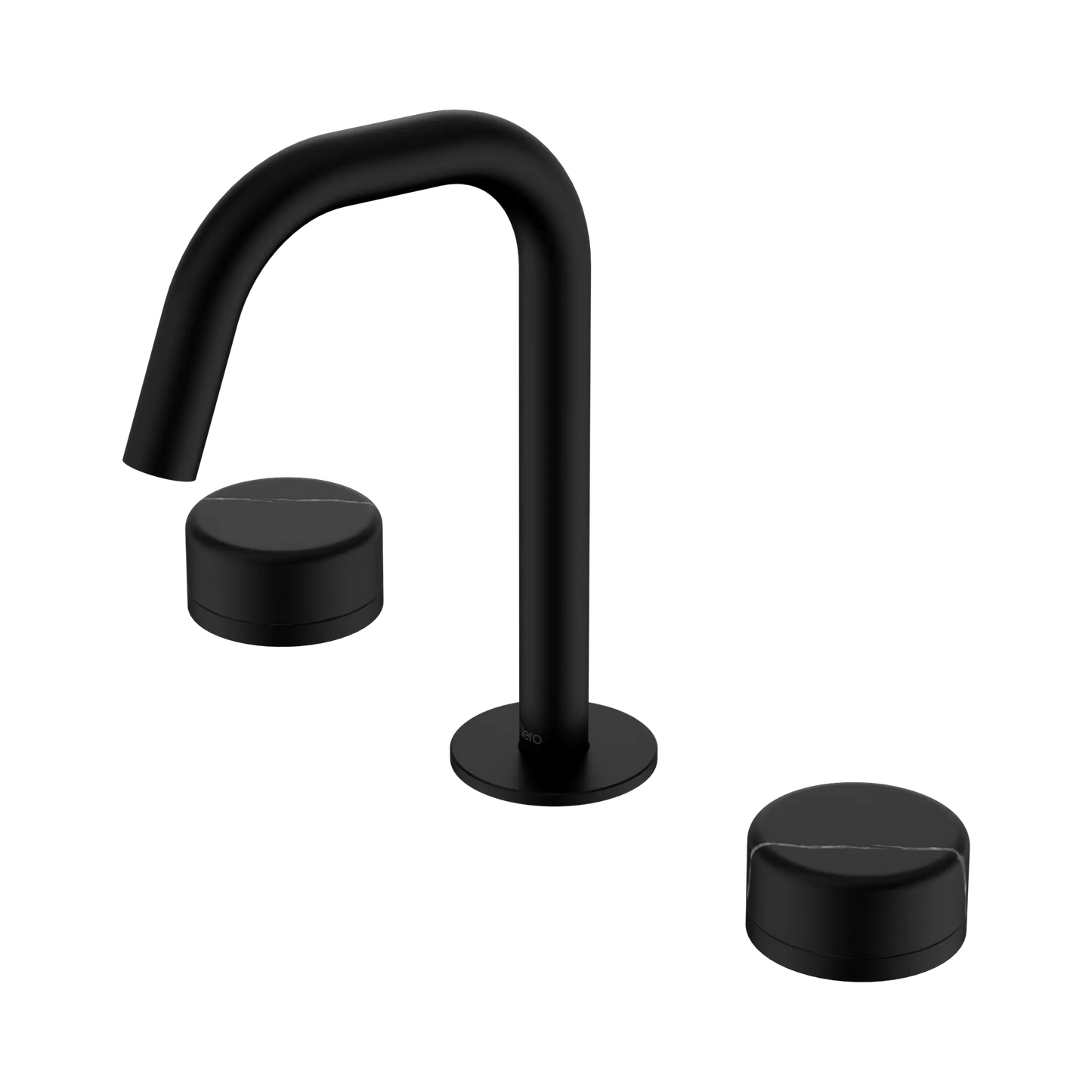 Serenity Basin Set Edge Spout With Marquina Black Handle Matte Black