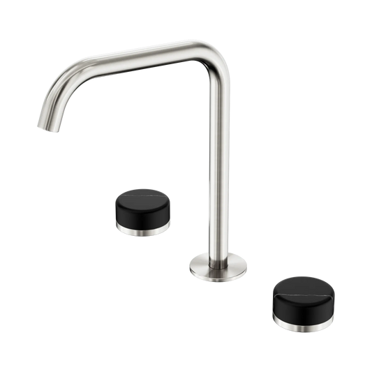 Serenity Bath/Kitchen Set Edge Spout With Marquina Black Handle Brushed Nickel