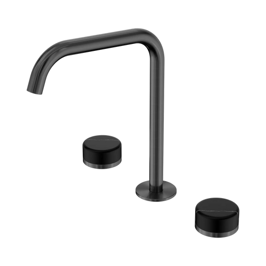 Serenity Bath/Kitchen Set Edge Spout With Marquina Black Handle Gun Metal
