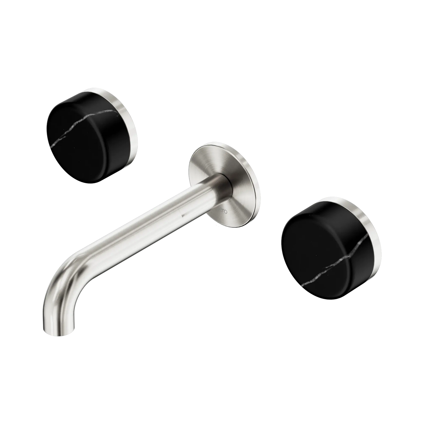 Serenity Wall Basin Set 160mm Spout With Marquina Black Handle Brushed Nickel