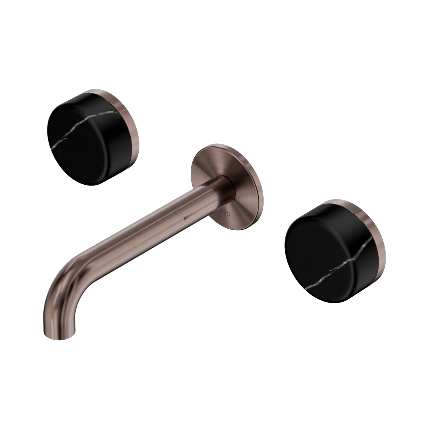 Serenity Wall Basin Set 160mm Spout With Marquina Black Handle Brushed Bronze