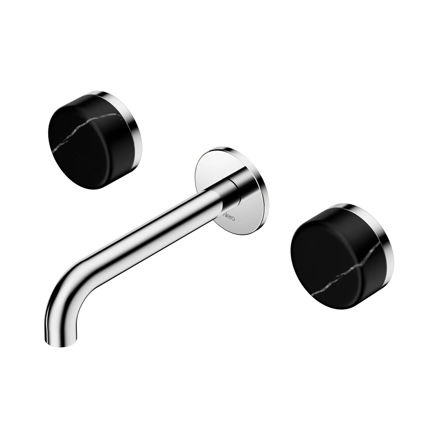 Serenity Wall Basin Set 160mm Spout With Marquina Black Handle Chrome