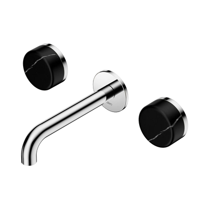 Serenity Wall Basin Set 160mm Spout With Marquina Black Handle Chrome