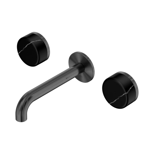 Serenity Wall Basin Set 160mm Spout With Marquina Black Handle Gun Metal