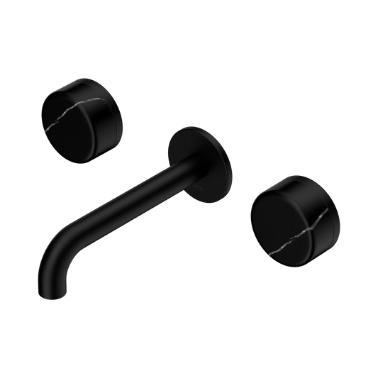 Serenity Wall Basin Set 160mm Spout With Marquina Black Handle Matte Black
