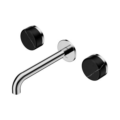 Serenity Wall Basin Set 185mm Spout With Marquina Black Handle Chrome