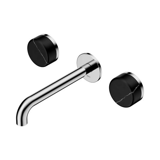 Serenity Wall Basin Set 185mm Spout With Marquina Black Handle Chrome