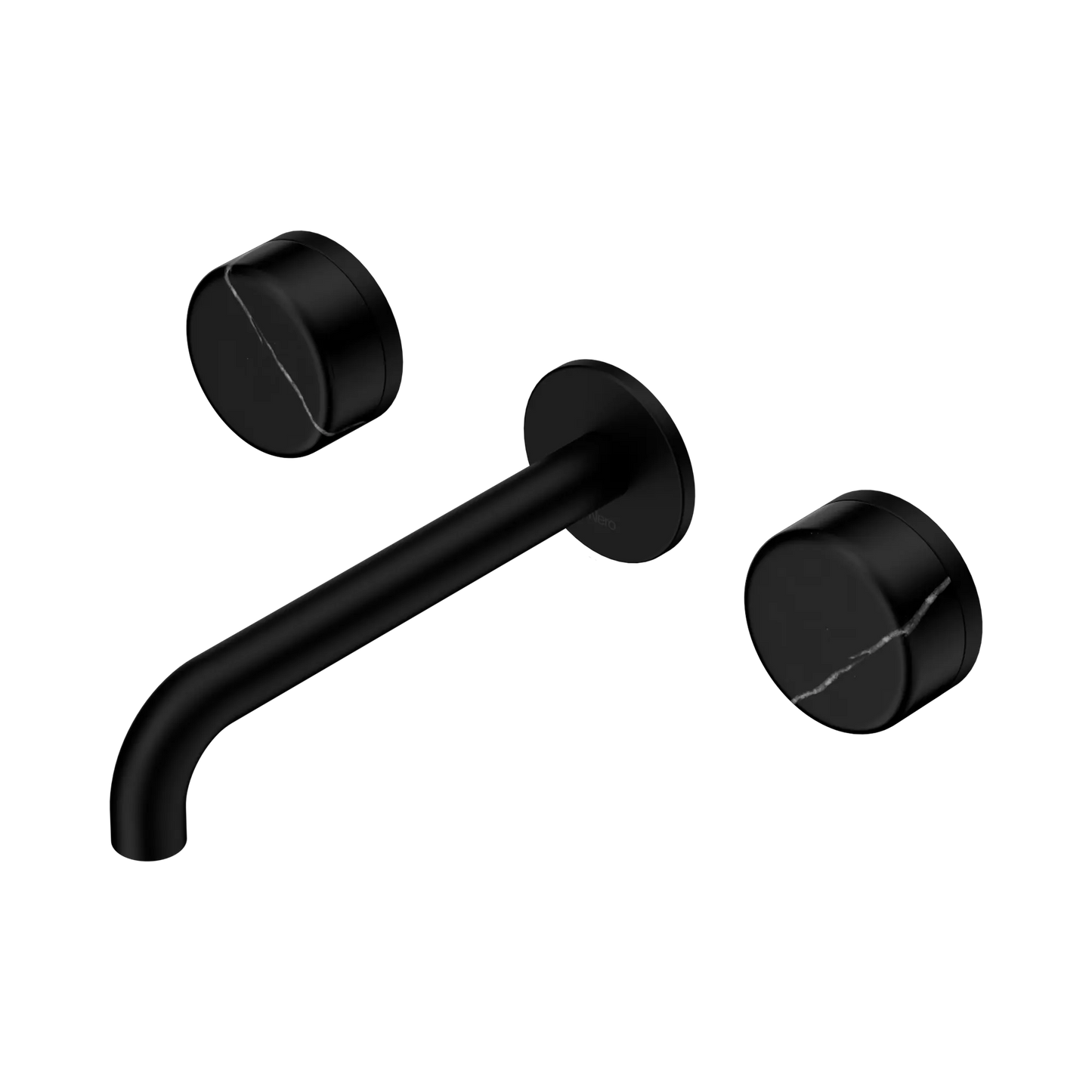 Serenity Wall Basin Set 185mm Spout With Marquina Black Handle Matte Black