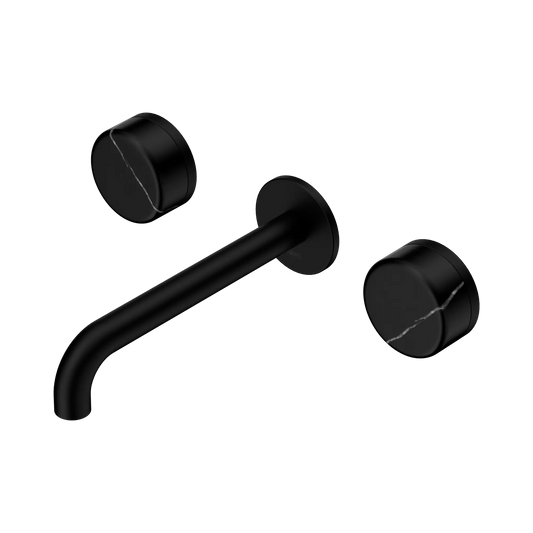 Serenity Wall Basin Set 185mm Spout With Marquina Black Handle Matte Black
