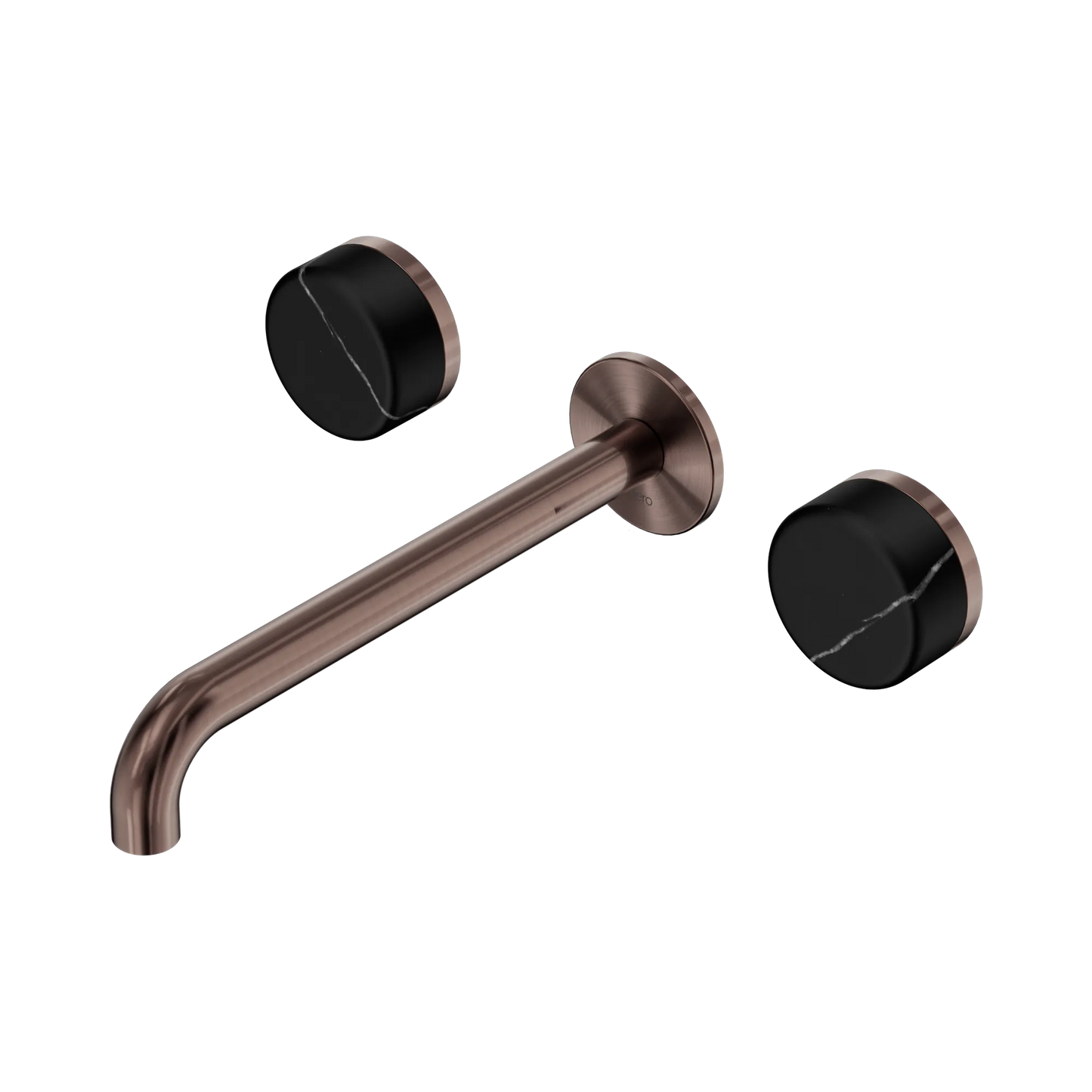 Serenity Wall Basin Set 220mm Spout With Marquina Black Handle Brushed Bronze