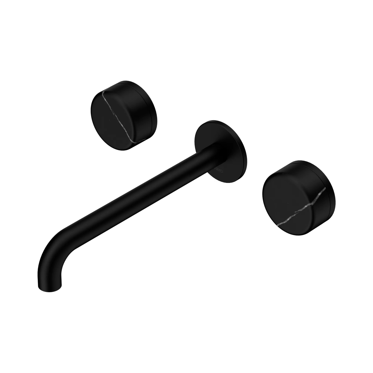 Serenity Wall Basin Set 220mm Spout With Marquina Black Handle Matte Black