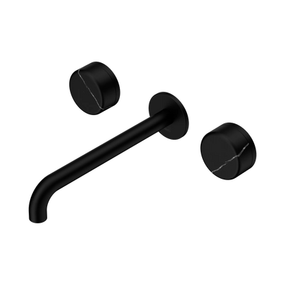 Serenity Wall Basin Set 220mm Spout With Marquina Black Handle Matte Black