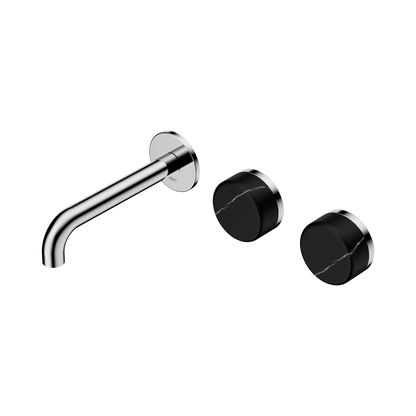 Serenity Wall Basin Set 160mm Offset Spout With Marquina Black Handle Chrome