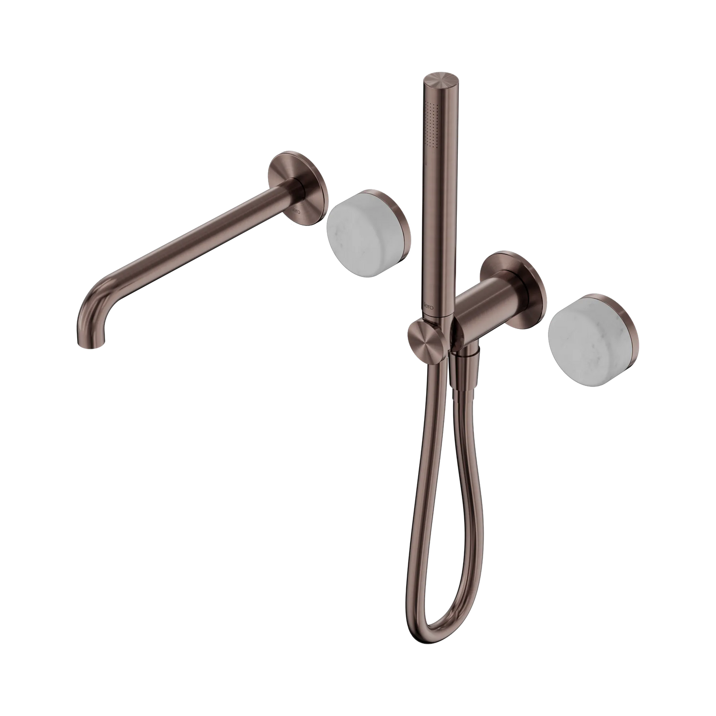 Serenity Progressive Shower System With Spout With Carrara Handle And Slim Shower Brushed Bronze